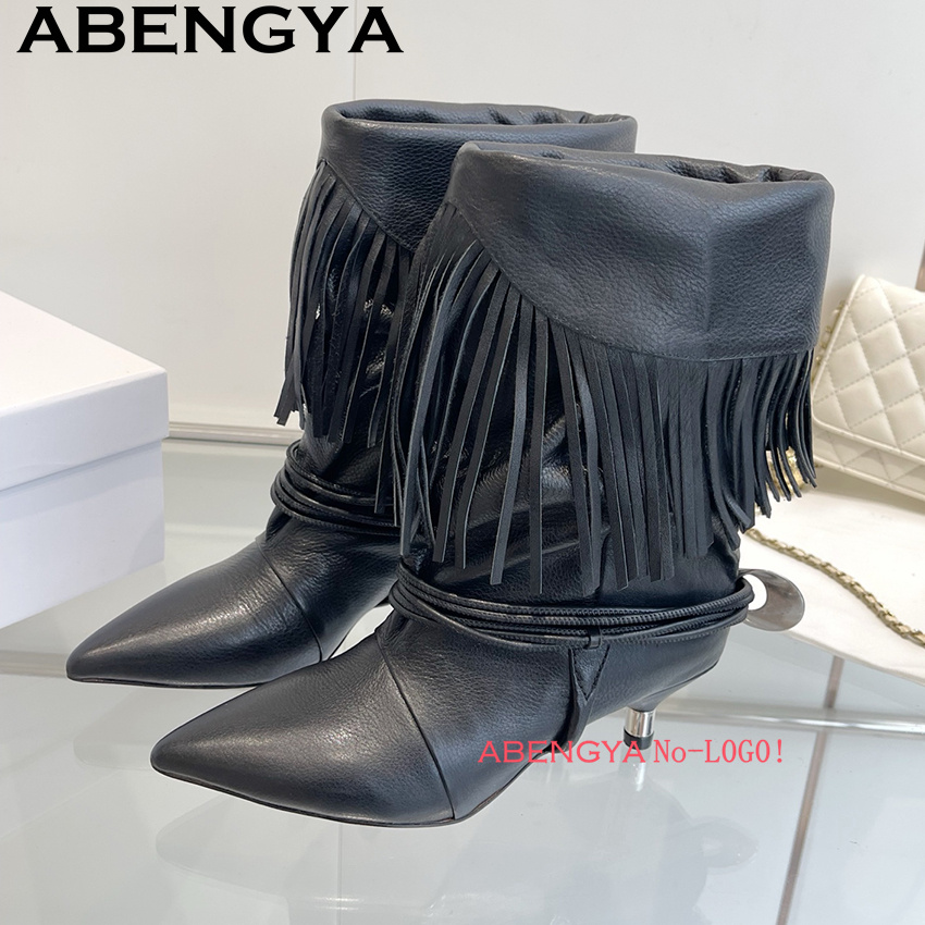 Winter Ethnic Fashion For Women - Botas Chelsea con diseño de borla