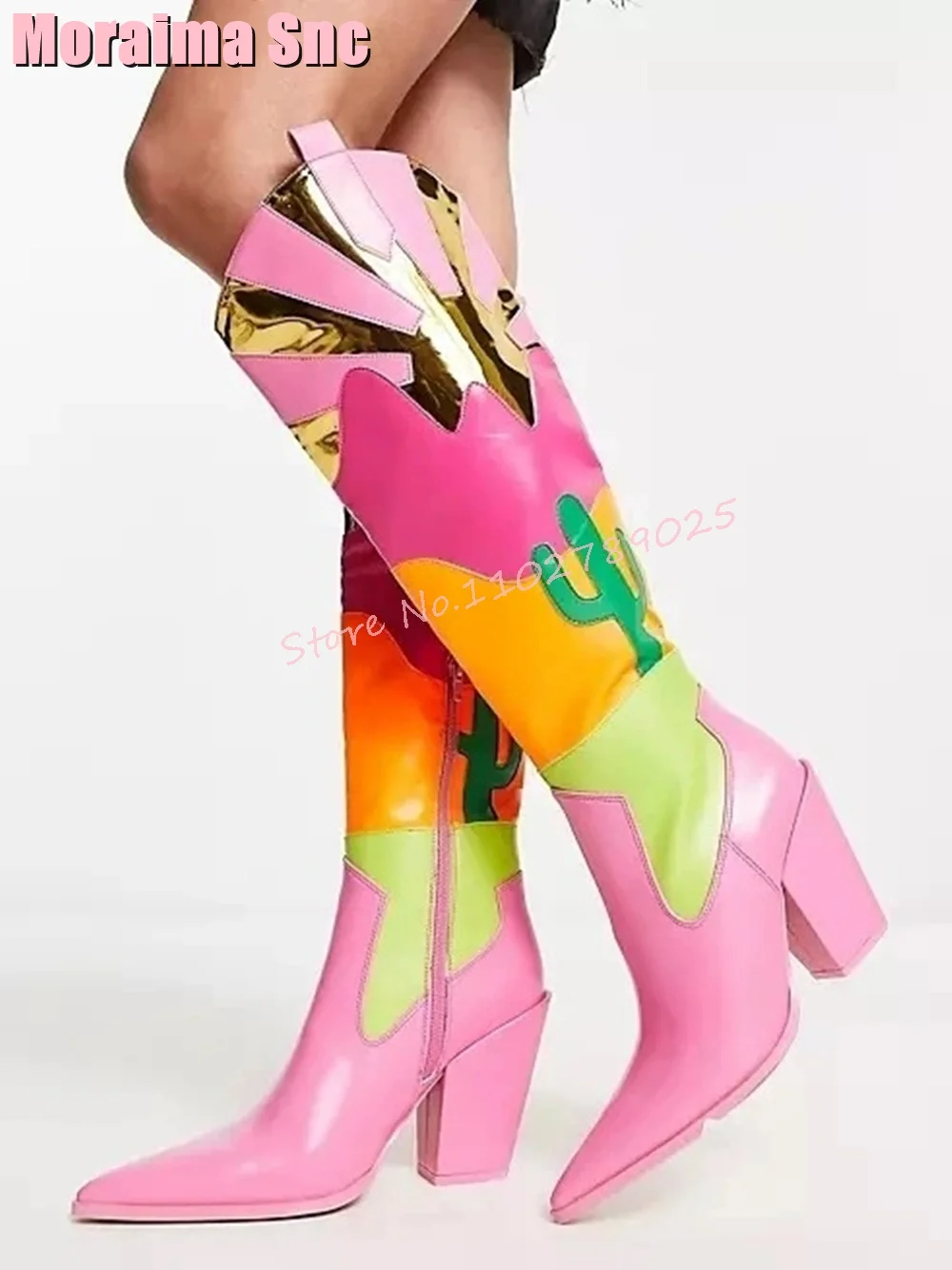 Winter Ethnic Fashion For Women - Botas de tacón medio con punta