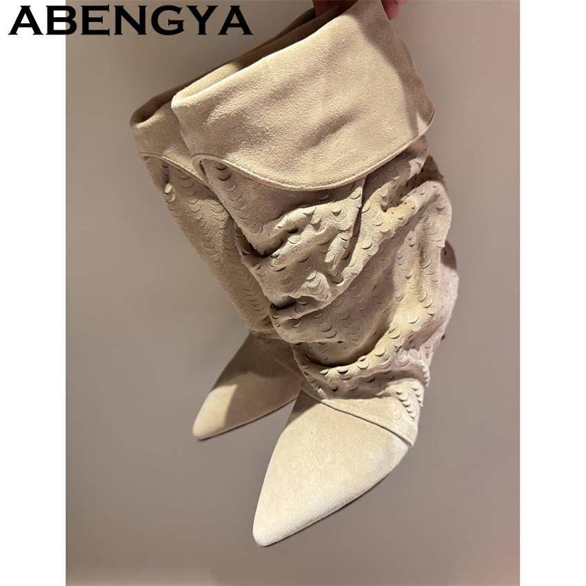 Winter Ethnic Fashion For Women - Botas cortas de media pantorrilla para