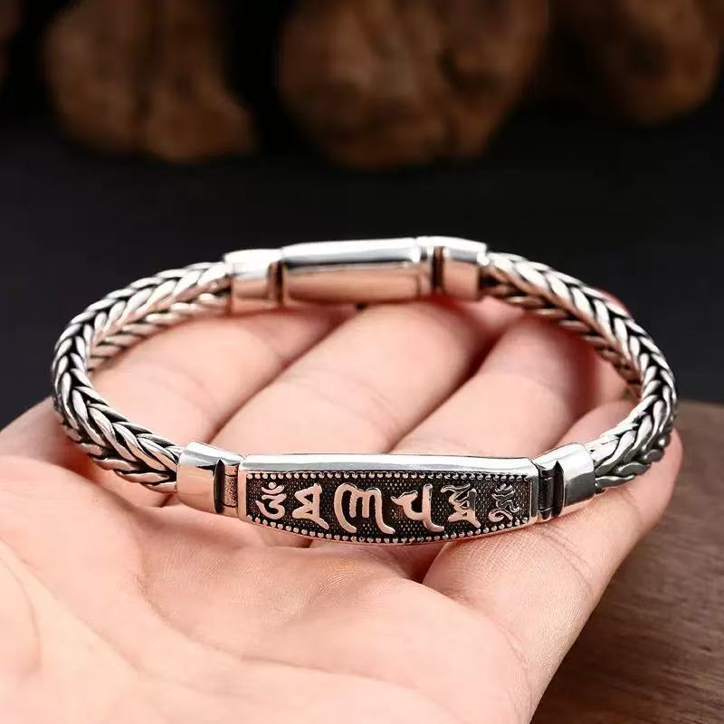 Fashion Ethnic Wear For Men - Pulsera vintage con el mantra tibetano