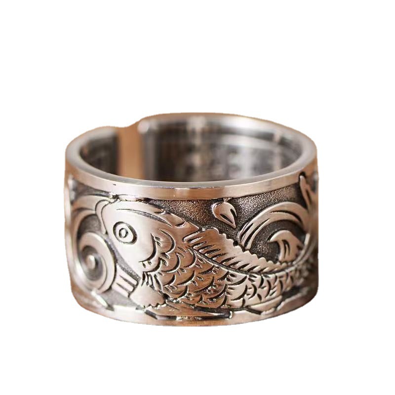 Anillo con diseño de pez Koi p - Fashion Ethnic Wear For Men reseña y precio