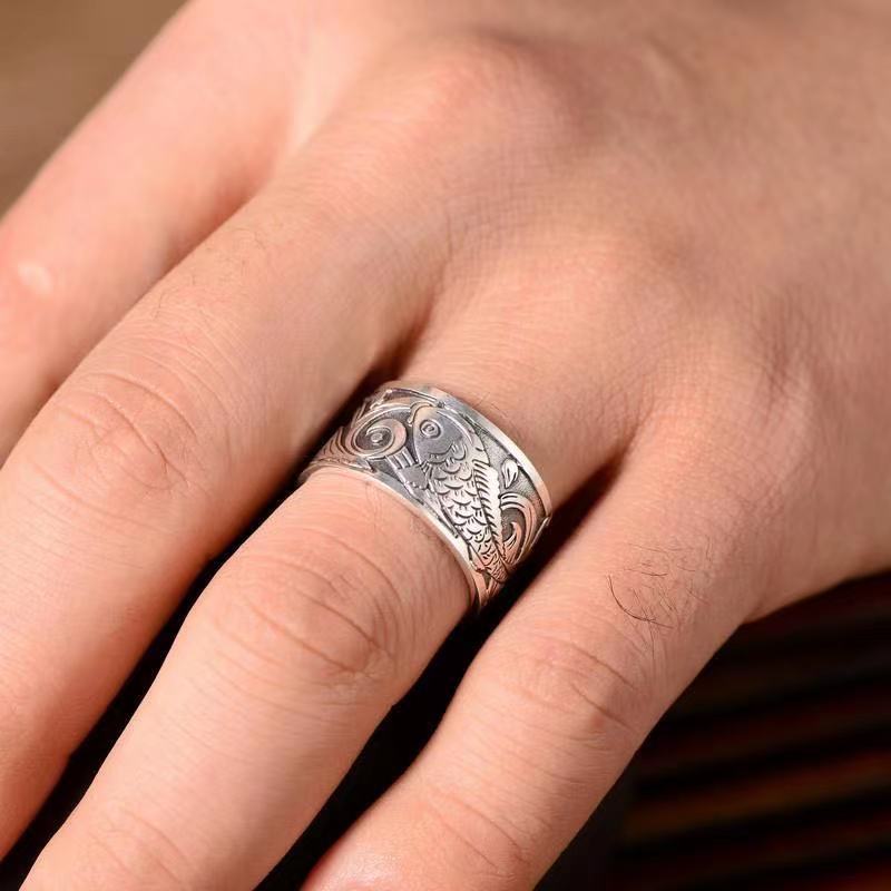 Anillo con diseño de pez Koi p - Fashion Ethnic Wear For Men reseña y precio